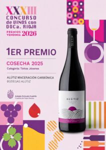 alutiz premio al mejor maceracion carbonica de rioja - Descubre Bodegas Alútiz en Samaniego, Rioja Alavesa, una bodega familiar con más de 200 años de tradición. Ofrecemos vinos de maceración carbónica, tintos y blancos de Rioja elaborados con uvas seleccionadas de viñedos en Samaniego y Laguardia. Disfruta de experiencias de enoturismo, visitas guiadas y catas personalizadas en un entorno único. Además, contamos con alojamiento rural para que vivas la auténtica esencia de la Rioja Alavesa mientras disfrutas de nuestros vinos artesanales y de la hospitalidad de nuestra bodega alutiz mejor vino de rioja